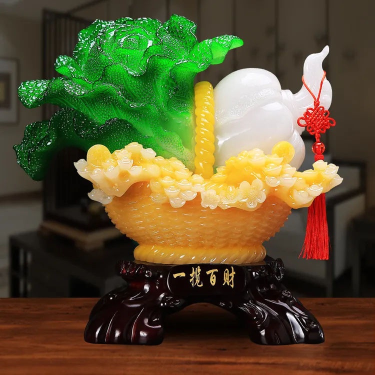 新款创意一揽百财招财白菜树脂摆件家居办公商务送礼工艺礼品批发