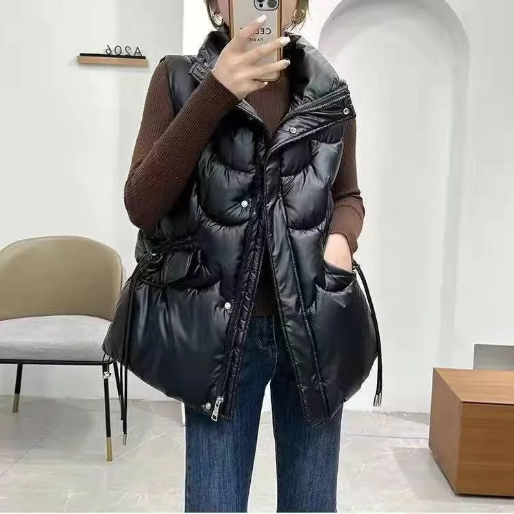 免洗棉马甲女秋冬短款立领小个子时尚外穿无袖背心坎肩外套网红