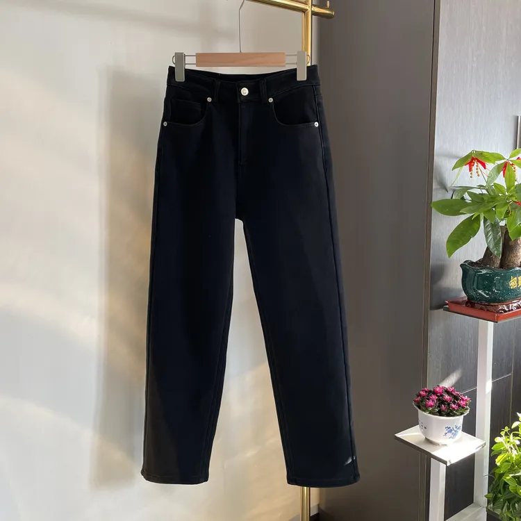 冬季新款百搭日常加绒加厚直筒卫裤女款