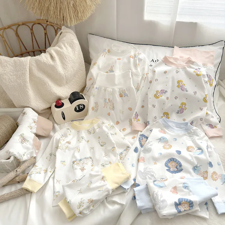 婴儿秋衣套装高腰护肚男女宝宝秋季分体睡衣秋衣秋裤纯棉儿童套装