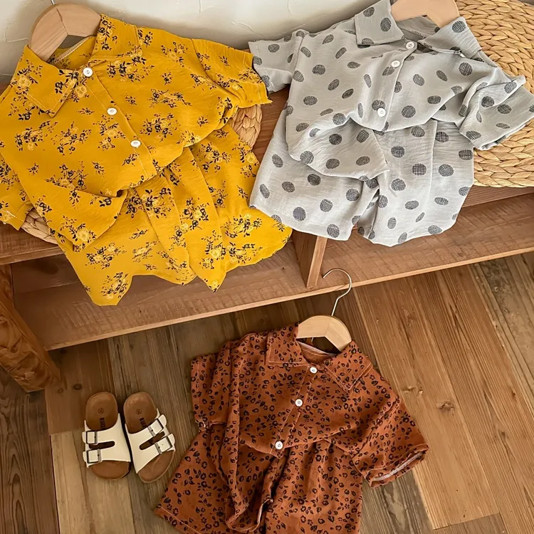 儿童碎花洋气夏季小童韩版夏款衬衫套装