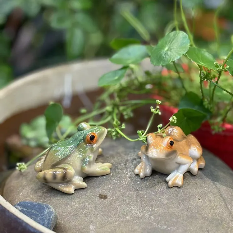 小树的花园摆件仿真青蛙树脂摆件鱼缸水池花园创意造景装饰品