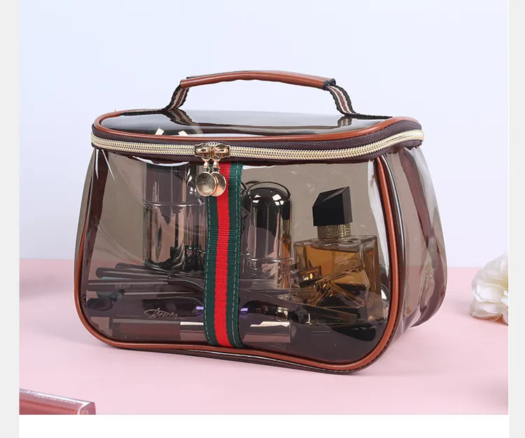 手提透明化妆包收纳袋大容量便携防水旅行收纳洗漱包化妆品收纳包