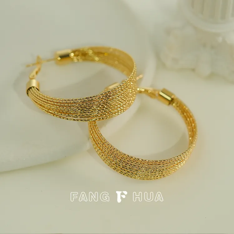 铜合金耳饰 【芳华】璀璨人生耳圈轻奢时尚百搭法式圈圈小众