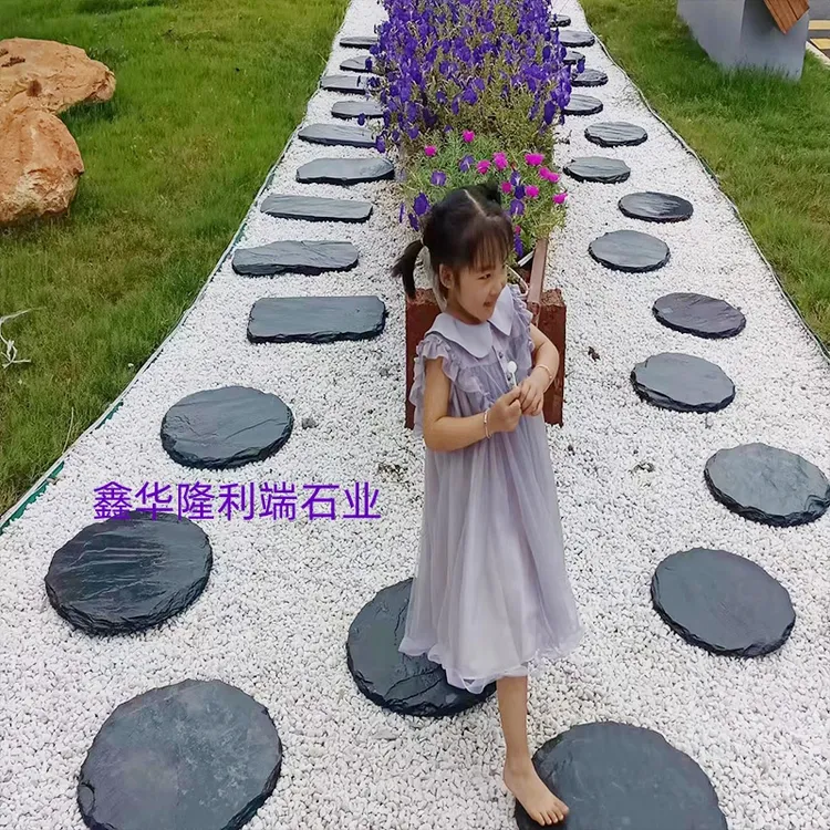青石板岩石踏步石庭院草坪铺路石头不规则汀步石耐磨花岗岩石材