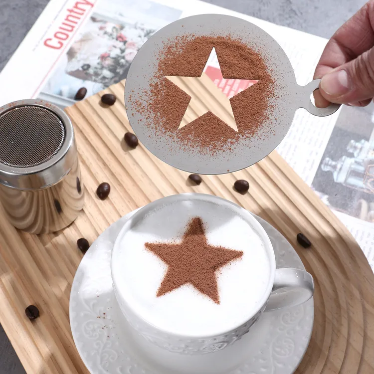 创意咖啡拉花神器撒粉模具不锈钢DIY花式咖啡撒粉印花拉花神器