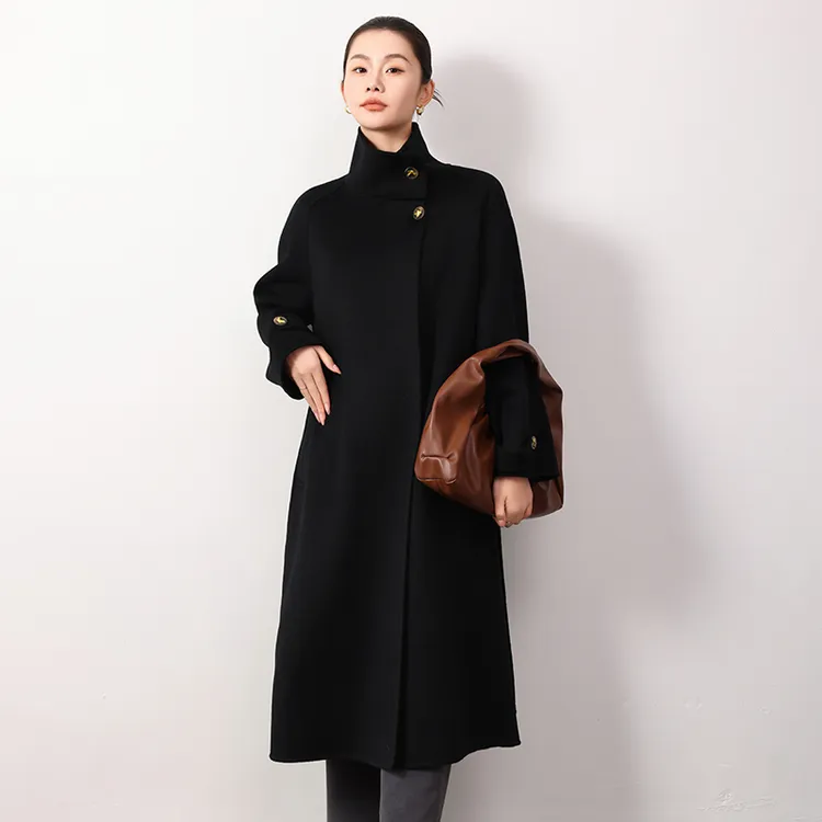 100%初剪羊毛双面呢大衣时尚设计气质宽松冬季外套女士宽松秋冬
