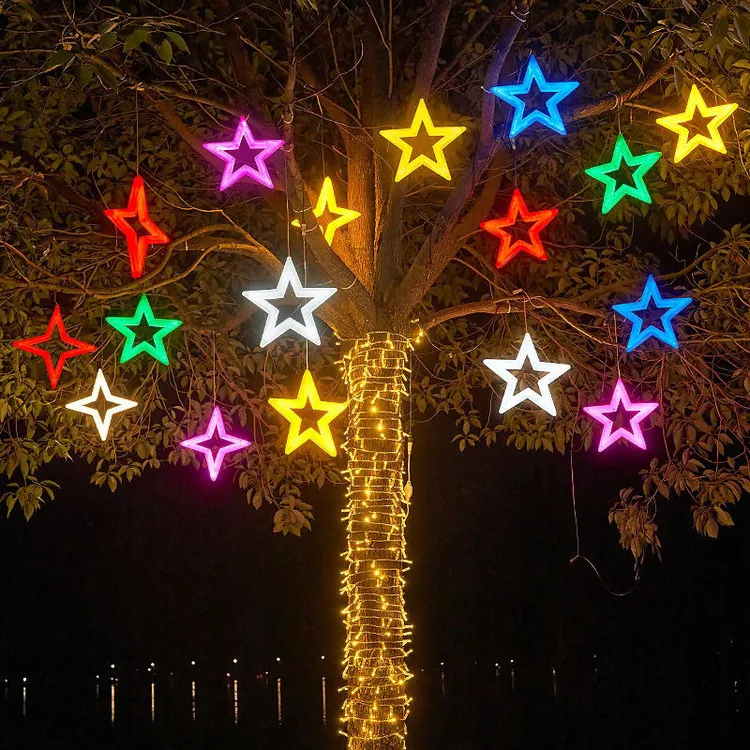 LED五角星月亮装饰灯户外亮化装饰灯挂树灯工程挂件五角星挂件