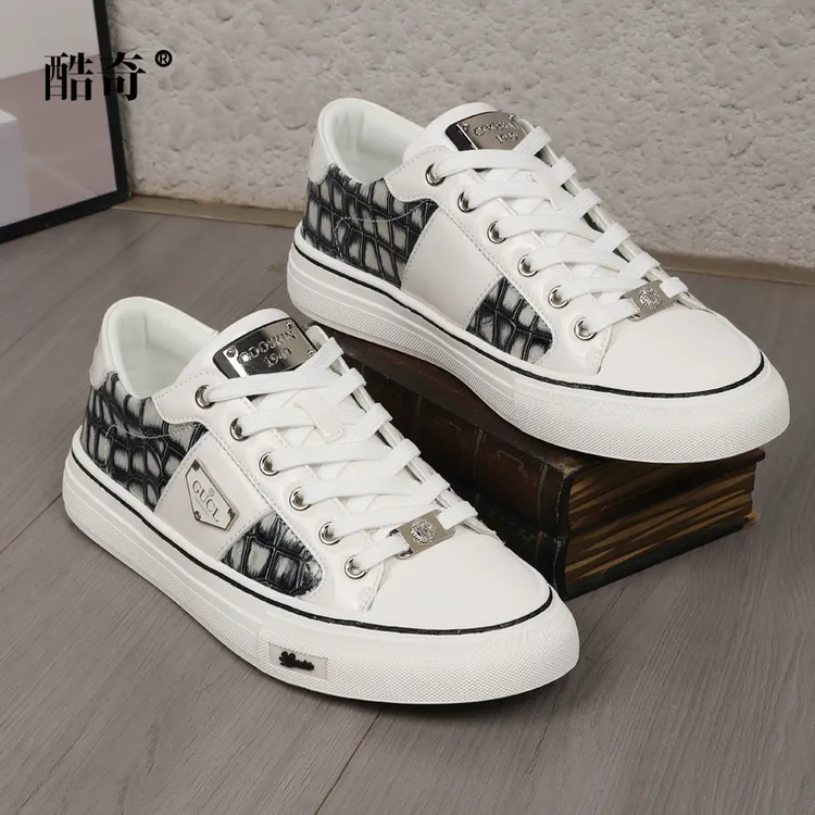 【专柜高定】GUCL酷奇单鞋男士时尚百搭舒适防水鳄鱼纹轻奢低帮潮鞋