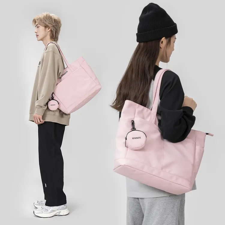 ABOYS粉色托特包女大容量百搭新款小众通勤大包包单肩包女休闲