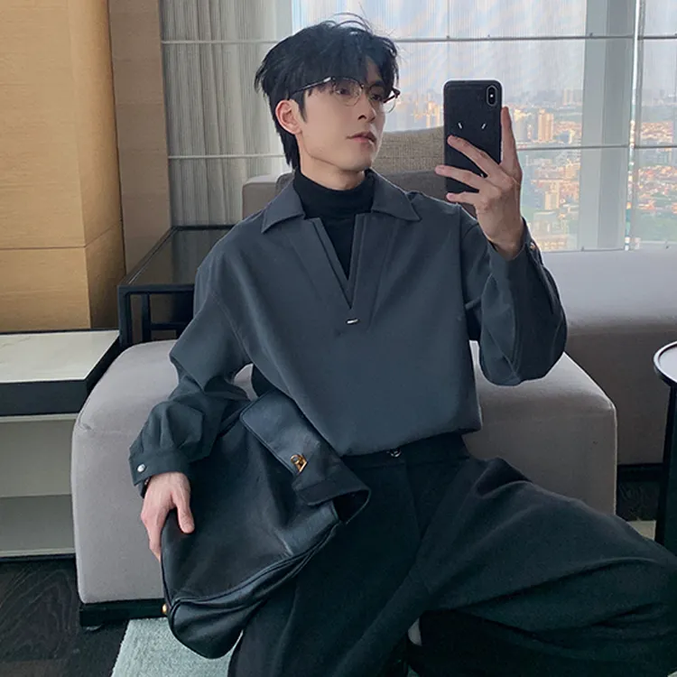 一轩轩轩【夜海星沙】秋冬高级感新款加厚衬衣假两件内搭衬衫24887