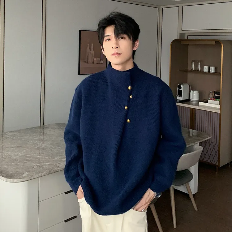 一轩轩轩【巴塞学院】秋冬新款毛衣纯色男士休闲百搭加厚针织衫1017