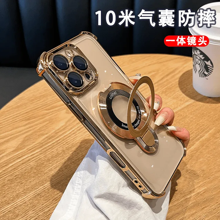 适用苹果16手机壳15pro气囊防摔14plus磁吸支架13/12promax保护套