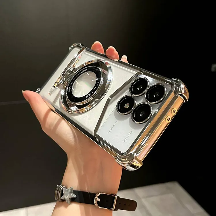 支架气囊防摔适用红米K70/70pro手机壳透明全包保护简约轻奢redmi