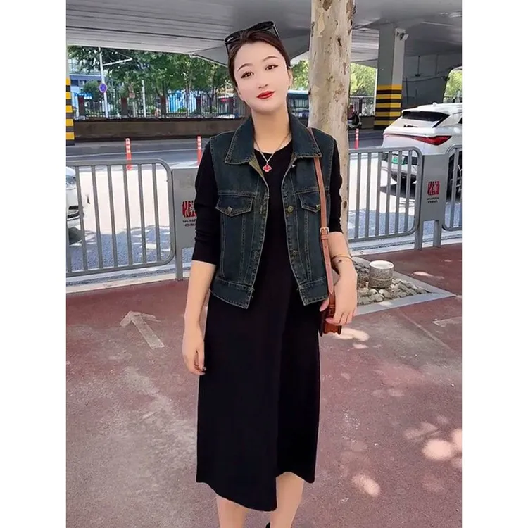 怀旧牛仔马甲春季女春夏新款宽松洋气千金减龄妈妈装背心夹克外套
