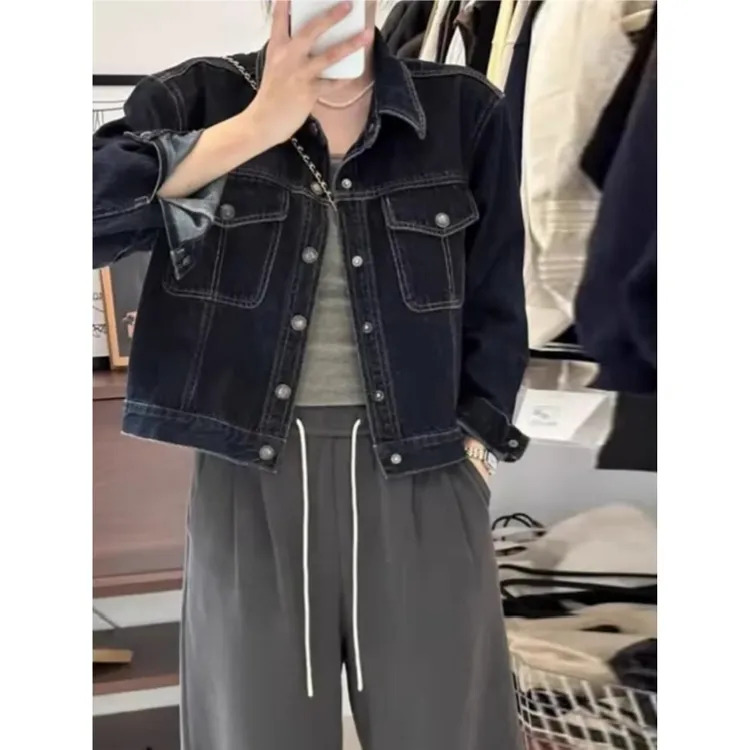 2025秋季韩系复古百搭牛仔外套女网红潮流休闲港风小个子短款上衣