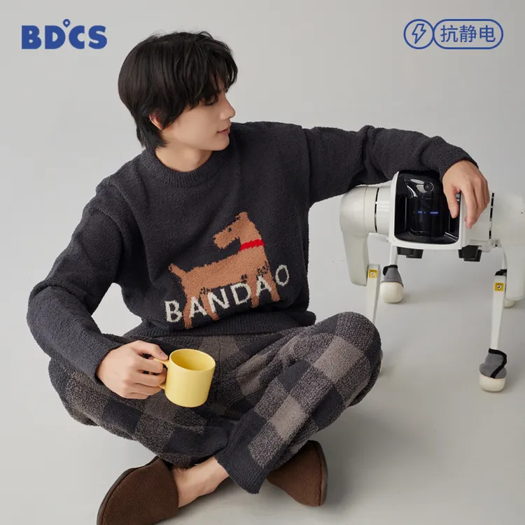 半岛城市睡衣秋冬季半边绒长袖加厚保暖卡通休闲冬天可外穿家居服