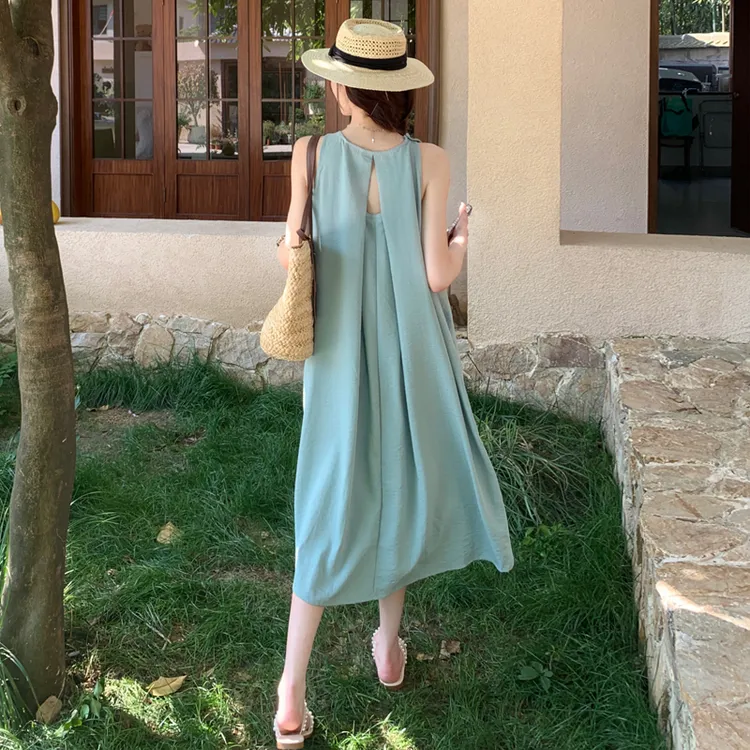 2025新款夏季背心裙女高级感气质小个子时尚洋气少女减龄显瘦长裙