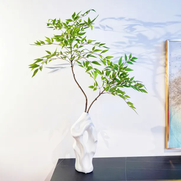 花妍仿真3D打印过胶南天竹树枝客厅玄关电视柜装饰仿真花树叶