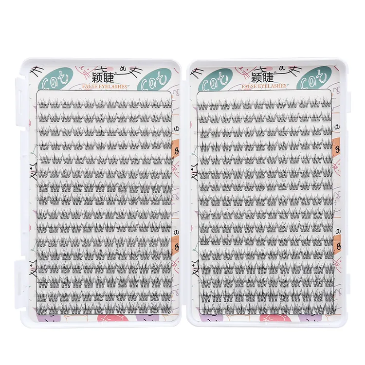 分段鱼尾睫毛书透明梗大容量三部曲单簇假眼睫毛自然逼真鱼尾睫毛