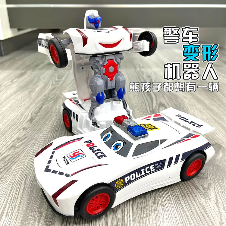 特技变形汽车人电动行驶带音乐男孩3警车玩具车炫酷2-5-6岁小汽车