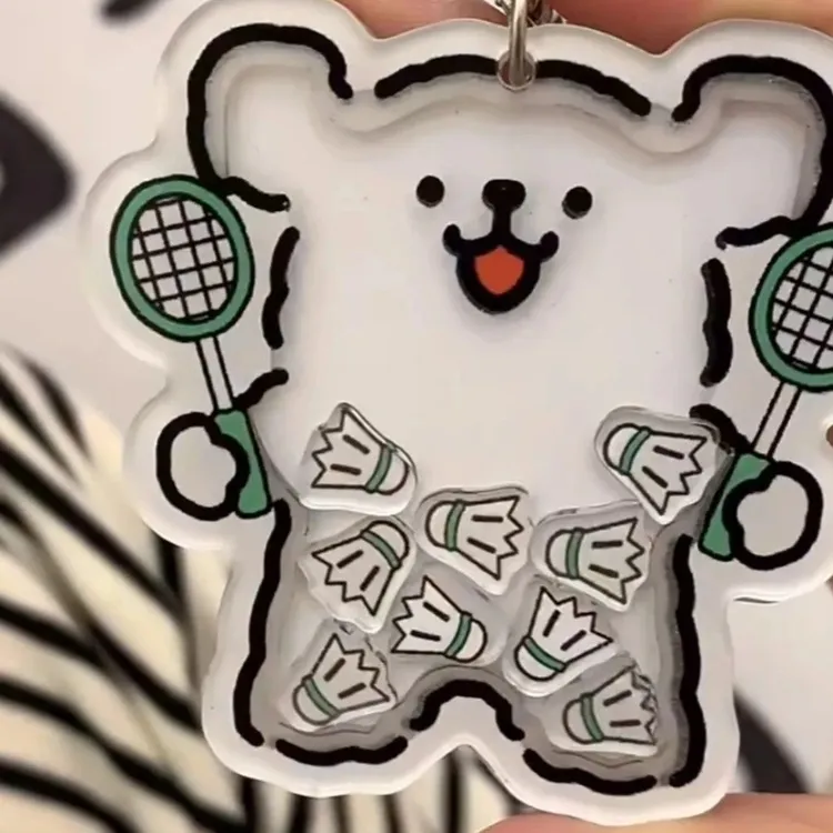 羽毛球乒乓球小狗钥匙扣挂扣挂件书包挂件线条可爱学生运动礼品