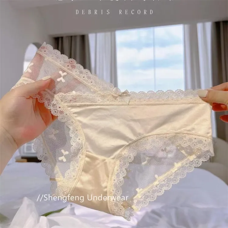 纯欲少女ins内裤夏款低腰蕾丝透气纯棉裆诱惑情调蝴蝶女士三角裤