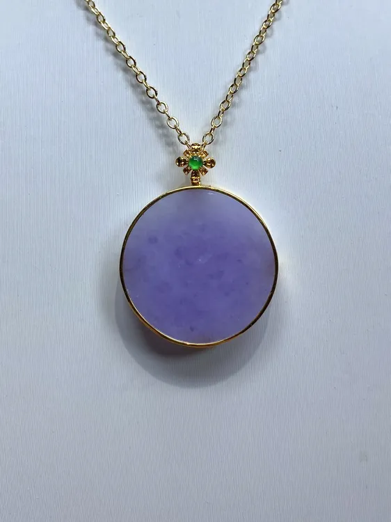 18K金紫色翡翠A货精品无事牌多样性发其一