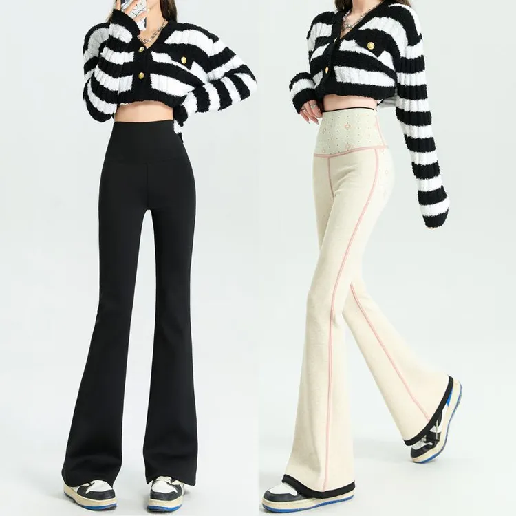 加绒瑜伽喇叭裤女【工厂直发】外穿秋冬高腰芭比提臀收腹鲨鱼微喇裤