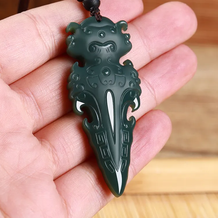 和田玉降魔杵玉吊坠真品新疆青玉男士女士降魔杵玉器挂件玉石玉佩