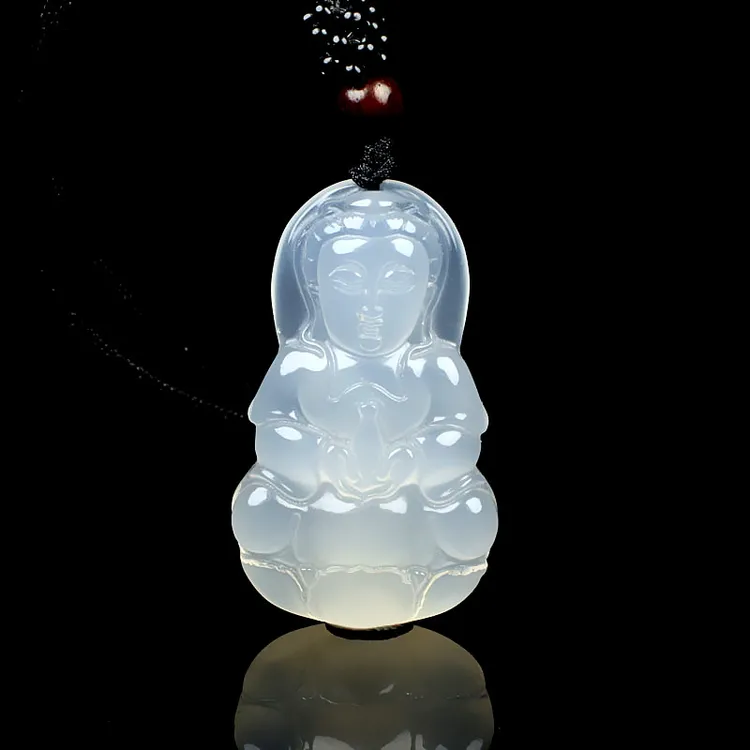 天然真品玉髓观音菩萨吊坠男士玉观音项链玉石玉坠玉挂件包邮带证