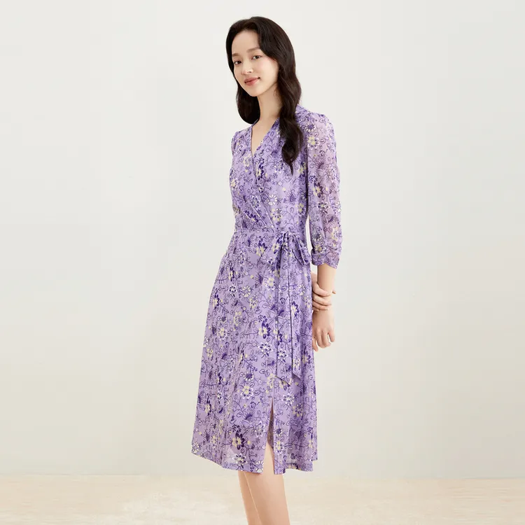 Koradior/珂莱蒂尔【商场同款】一秒入夏穿搭0束缚四面弹印花连衣裙