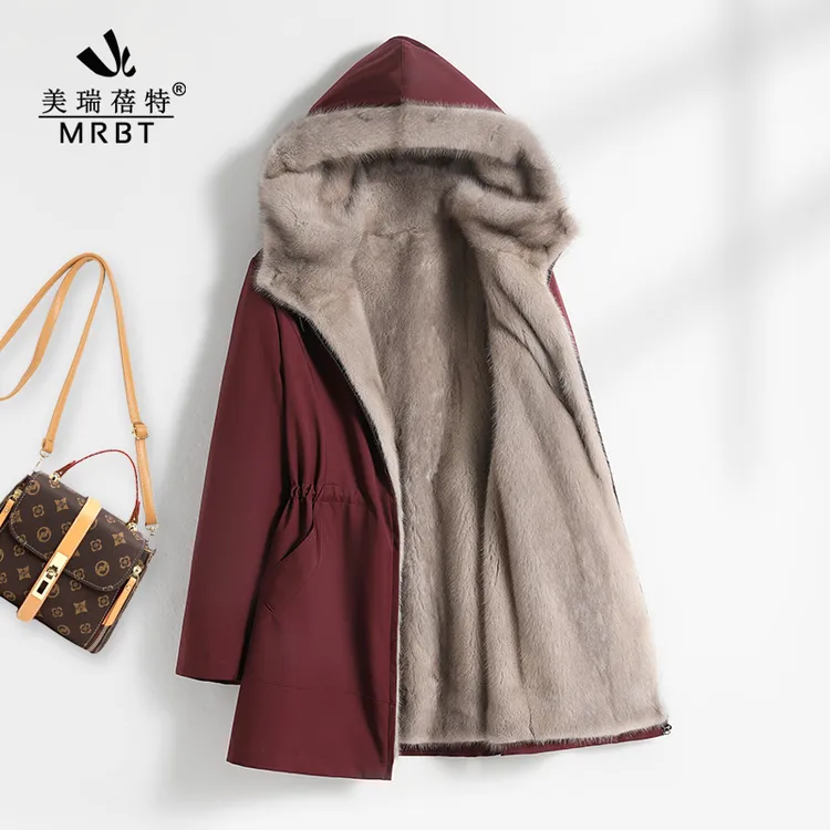 小款休闲女款冬款内胆2025新款小个子水貂皮草连帽可拆卸外套短款