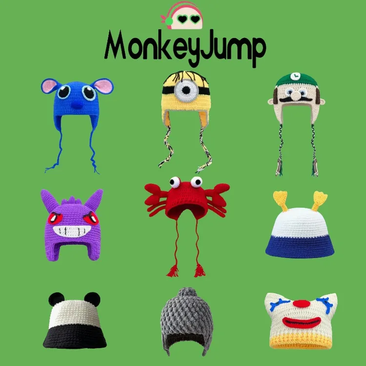 冬季毛线搞怪套头帽子女秋冬帽子可爱卡通毛线搞怪男针织毛线帽