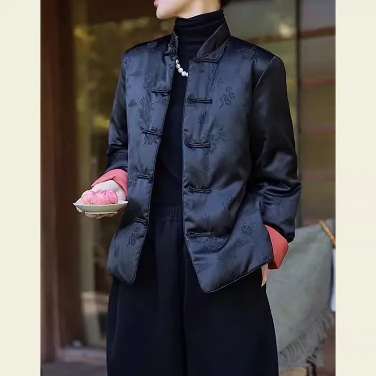 新中式国风女装盘扣上衣2024秋冬新款高级感唐装棉衣棉服夹棉外套