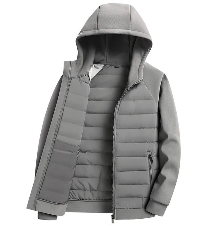 【羽绒服】2024秋冬新款羽绒服时尚连帽拼接情侣款保暖百搭帅气休闲