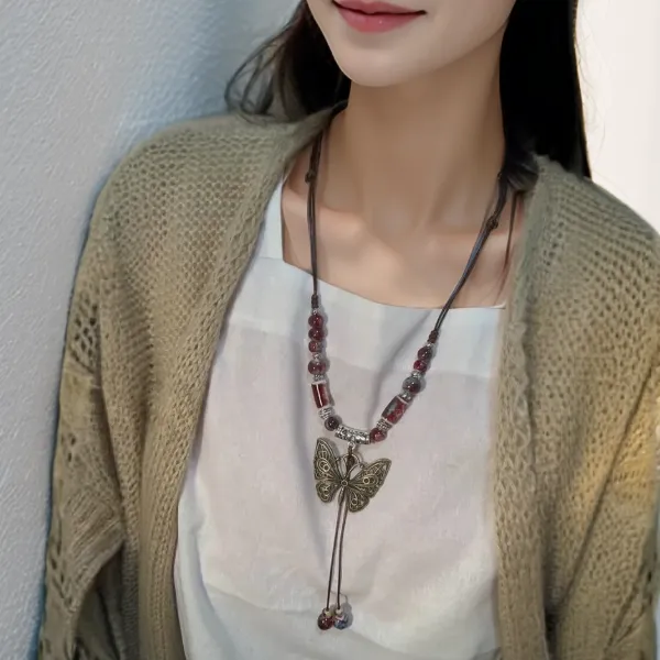 钛钢项链 中式民族风长款小众卫衣链配饰百搭饰品气质项链毛衣链