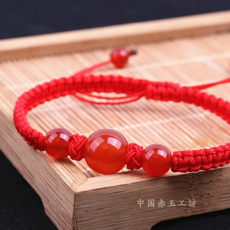 天然红玛瑙手链手工编织男女士情侣本命年手串玛瑙转运珠逢考必过