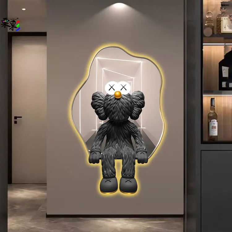 轻奢入户玄关装饰画太空宇航员客厅走廊过道挂画LED氛围感灯画