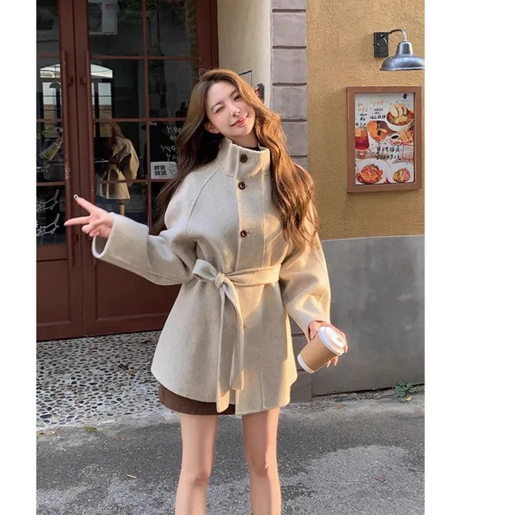 小个子短款双面呢大衣女2025新款秋冬季高级感毛呢子毛呢外套