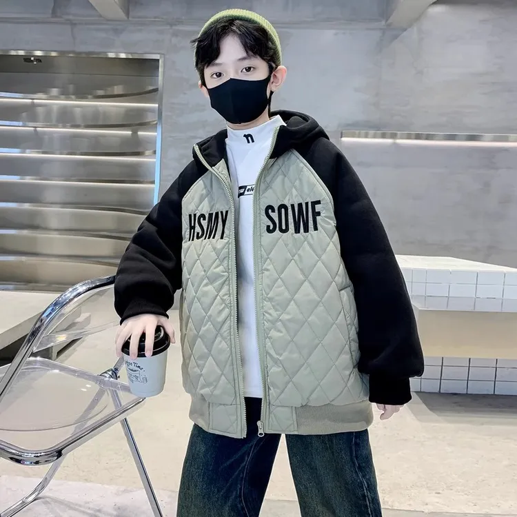 儿童装男童冬装外套2025新款中大童冬季男孩秋冬款加厚夹棉棒球服