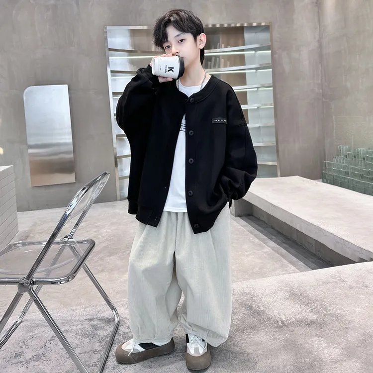 男童外套春秋款2025新款中大童酷帅夹克开衫洋气儿童秋季棒球服潮