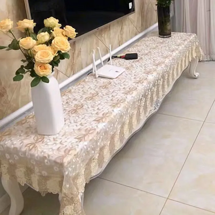 轻奢欧根纱电视柜布艺桌布欧式桌布斗柜鞋柜柔软桌布电视柜桌面垫