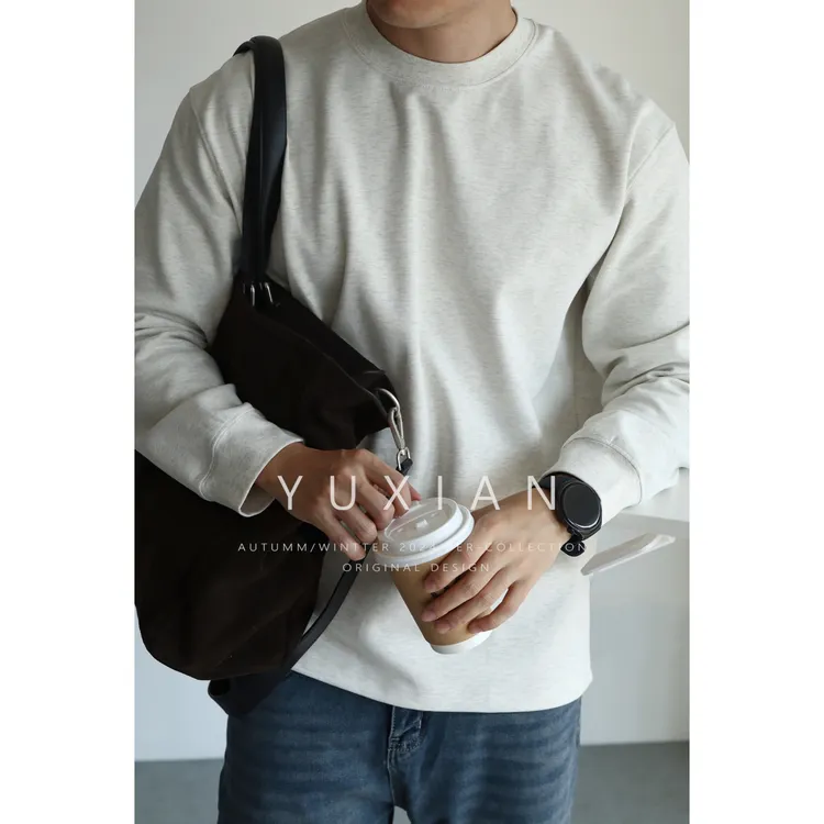 【双面磨毛】蓄热保暖重磅长绒棉日系碳素磨毛长袖圆领T恤秋冬季