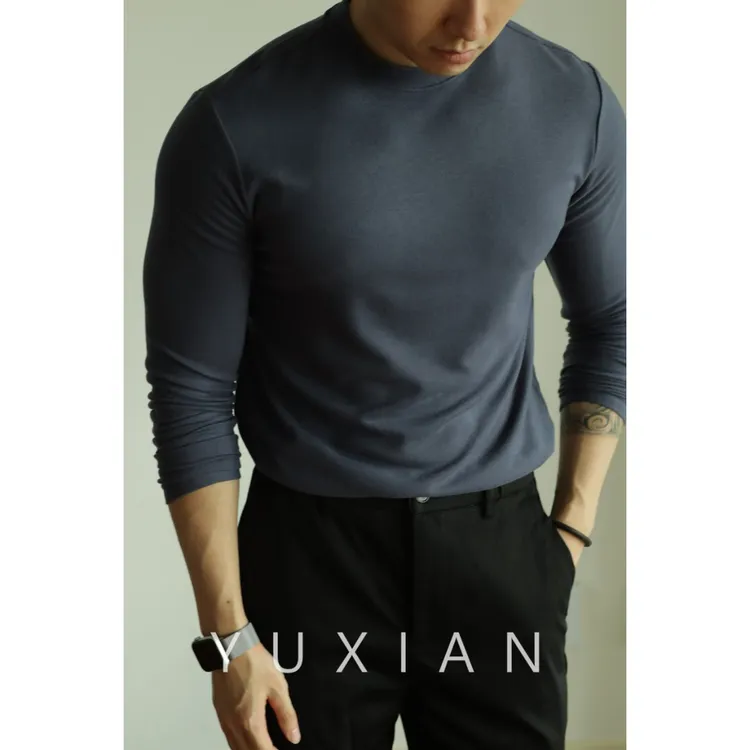 YUXIAN秋冬磨绒绵羊毛打底衫百搭纯色基础绒毛半高领长袖保暖T恤