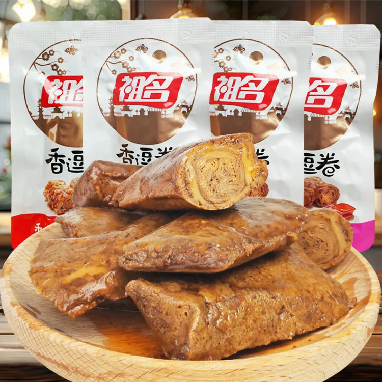 祖名香豆卷500g散装香辣肉汁豆皮肉卷宿舍解馋小零食休闲食品上班