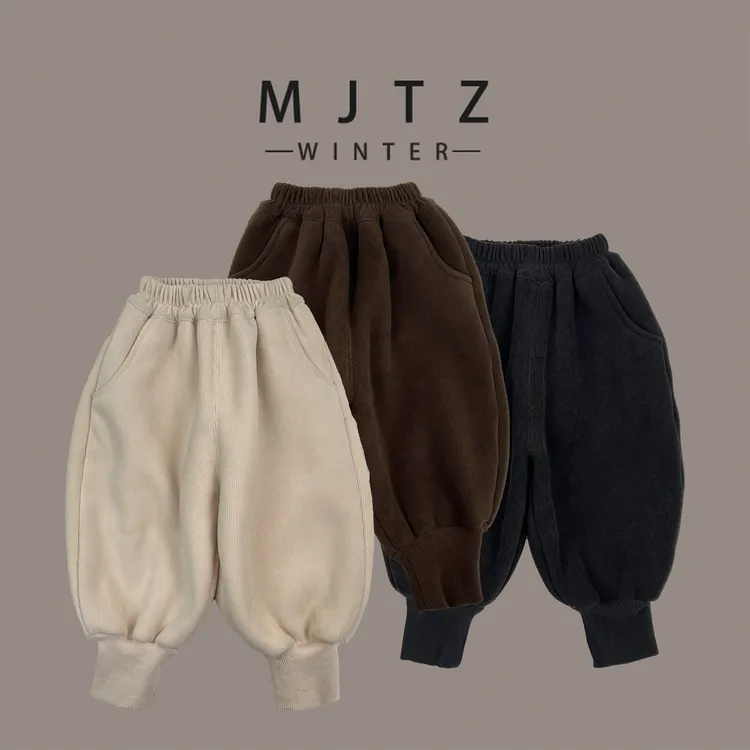 【现货】儿童秋冬条绒加厚加绒裤子新款韩版男孩休闲裤百搭