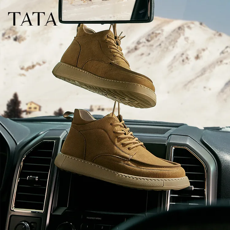 TATA他她复古男鞋运动休闲真皮高帮工装鞋马丁靴男士新款ODV01DD4