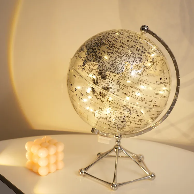 透明新中式地球仪轻奢高档现代客厅酒柜电视柜办公室书柜装饰摆件