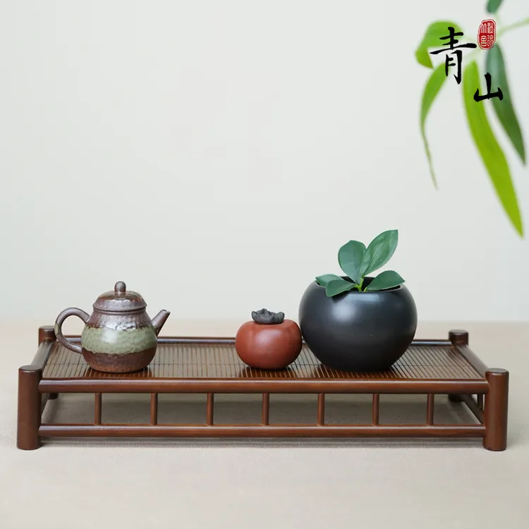 【竹影·雅集专属】青山茶具茶室中式茶道竹制收纳架干泡纯手工茶台